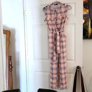 Jumpsuit plaid with side pockets